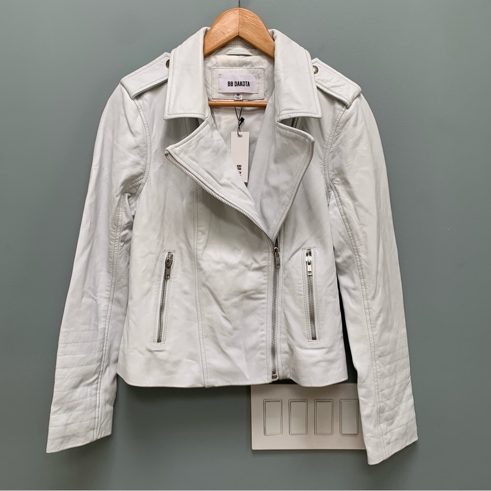 BB Dakota Hello Moto Leather Jacket Ivory White M